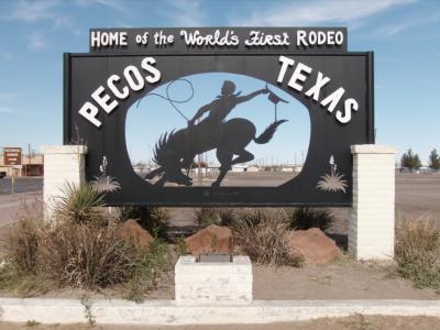 德州 pecos, 世界第一圈地, 金属标牌