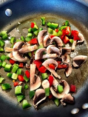 蘑菇, 辣椒, 翻炒, 健康, 素食主义者, 素食主义者, 营养
