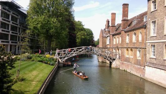 剑桥, 英国, 建筑, 数学桥梁, 撑船, 著名, 英国