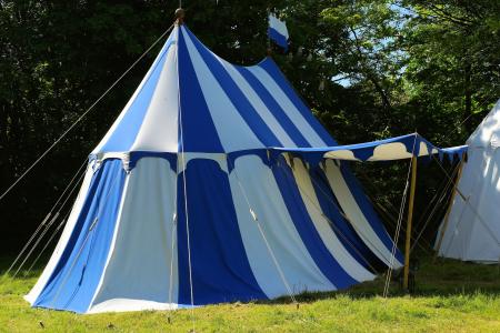 帐篷, ritterzelt, 蓝色白色, 条纹, 很容易, 风向标, 草甸