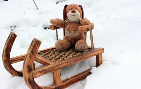 玩具熊, 毛绒玩具, 软玩具, 毛茸茸的玩具熊, 可爱, 坐, 雪