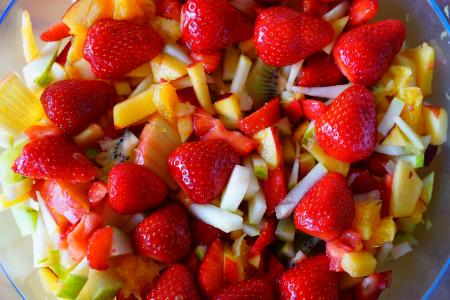 水果沙拉, 水果, 草莓, 苹果, 油桃, 水果, 食品