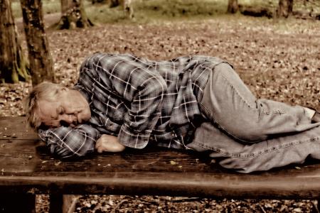 男子, 人, 睡眠, 公园的长椅上, 无家可归者, penner, 忽略