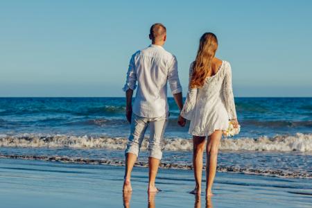 婚礼, 海滩婚礼, 爱, 几个, 对年轻的夫妇, 浪漫主义, 大加那利岛