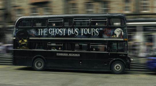爱丁堡, lawnmarket, 公共汽车, 双层, 幽灵之旅, 苏格兰