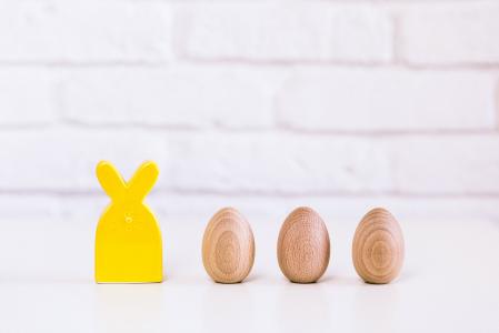 小兔子, 玩具, 鸡蛋, 吃, 木材-材料