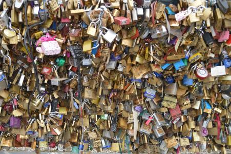 挂锁, 艺术桥, 巴黎, 爱, 锁, 浪漫, 符号