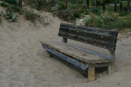 海滩, 木材, 角落里, 板凳, 呼吸, 耐心, 浪漫