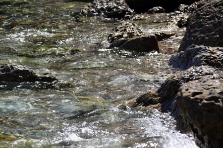 岩石, 岩石上的水, 水, 运动, unruhigesee, 海, 水溅