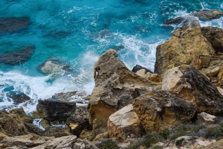 岩质海岸, 悬崖, 岩石, 侵蚀, 波, 海, 自然