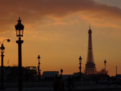 巴黎, 埃菲尔铁塔, 日落, abendstimmung, 冬天, 法国, 建筑