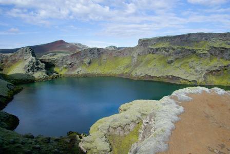 冰岛, 湖, 泡沫, 火山口, 火山