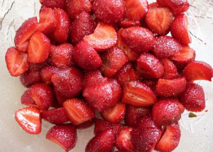 草莓, 糖水, 红色, 弄, 夏季