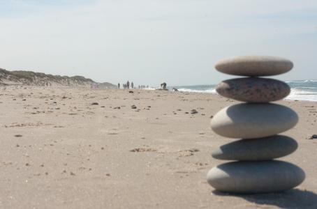 海滩, 禅宗, 石头, 平衡, 堆栈, 弛豫, 冥想