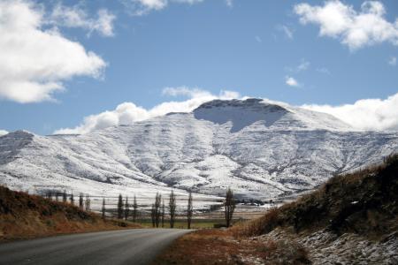 南非, 东开普省, 山脉, 雪, 冬天, 高峰, 道路