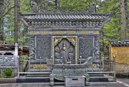 纪念碑, 佛教, 中国, 九华山, 建筑, 亚洲, 文化