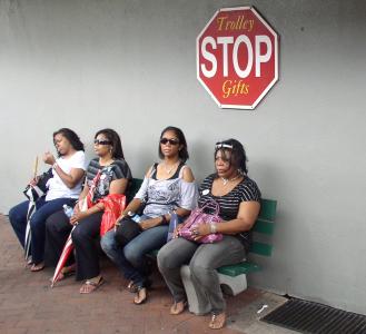 妇女, 等待, 停止, 坐, 人类, 公共汽车站, 等待时间