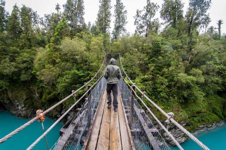 桥梁, 徒步旅行, 新西兰, 霍基蒂卡峡谷, 自然, 水, 蓝色
