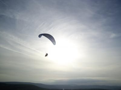滑翔伞, 飞行, 日落