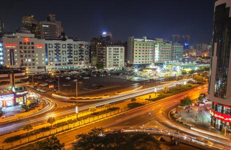 街道, 夜生活, 繁忙的街道, 迪拜, al 尔, 交通, 晚上
