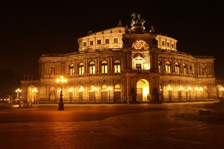 semper 歌剧院, 德累斯顿, 歌剧, 歌剧院, 在晚上, radeberger, 晚上