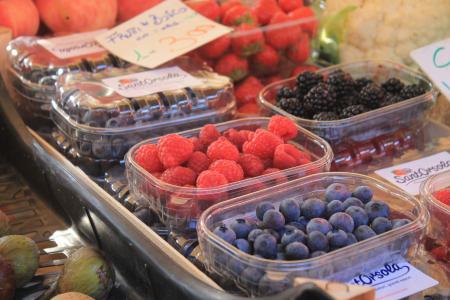 浆果, 覆盆子, 蓝莓, 市场, 农民本地市场, 威尼斯, 意大利
