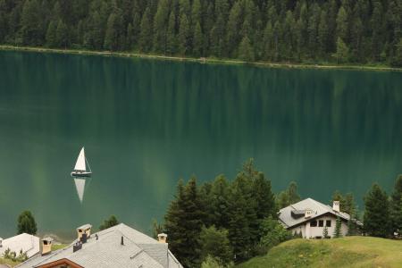 瑞士, 船舶, 湖, 树木, 平静, 景观, 小木屋