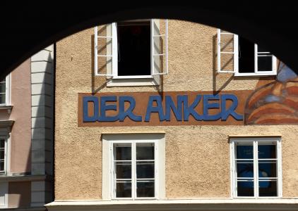 房子, 窗口, 字母, 立面, 墙上, 跳马, 萨尔茨堡