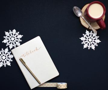 冬天, 圣诞节, 假日, 咖啡, 圣诞节, 办公桌, 笔记本