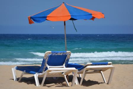阳伞, 日光浴, 海滩, 海, 假日, 弛豫, 旅行