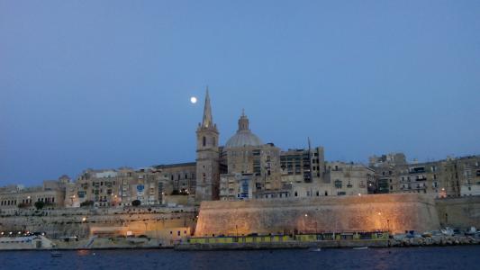 瓦莱塔, 晚上, 马耳他, 月亮, 马耳他语, 地中海, 旅行