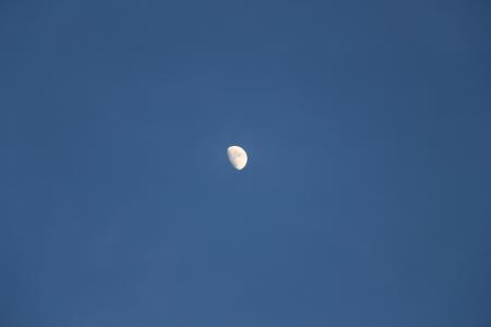 月亮, 一半, 半个月亮, 天空, 蓝色, 晚上, 气氛