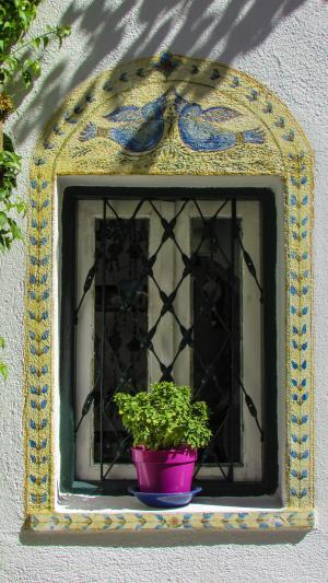 窗口, 花盆, 绘画, 颜色, 房子, 岛屿, 希腊语