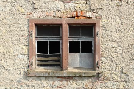 窗口, 老, 旧的窗口, 玻璃, 建筑, 砌体, 砖