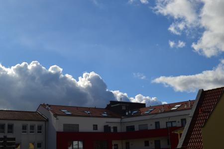 房子屋顶, 天空, 蓝色, 首页, 云彩, 德国, 建筑