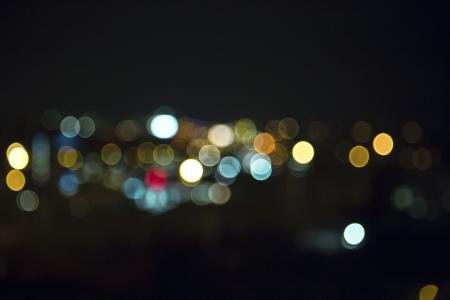 黑暗, 晚上, 城市, 城市, 散景, 灯, 离焦