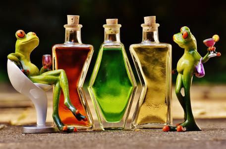 青蛙, 饮料, 瓶, 酒精, 数字, 饮料, 受益于