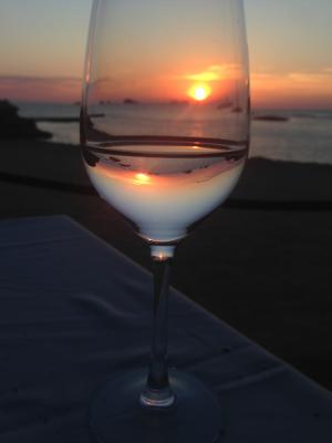 葡萄酒, 玻璃, 葡萄酒杯, 日落, 海