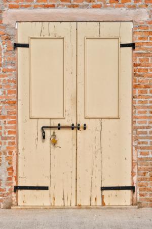 门, 木材, 纹理, 油漆, 墙上, 挂锁