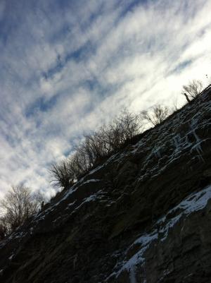云彩, 角度, 角度透视, 悬崖, 雪