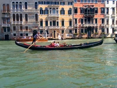 吊船, 威尼斯, 河, 意大利, 船夫, 通道