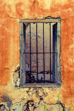 窗口, 墙上, 老房子, 被遗弃, 废墟, 损坏, 裂纹