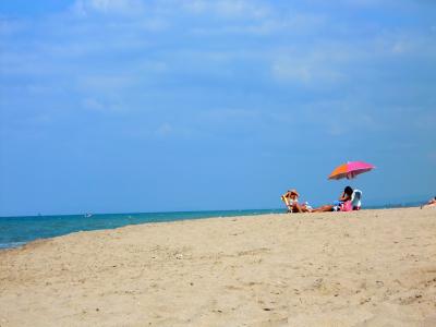 海滩, 海, 沙子, 太阳, 女孩, 妇女, 休闲