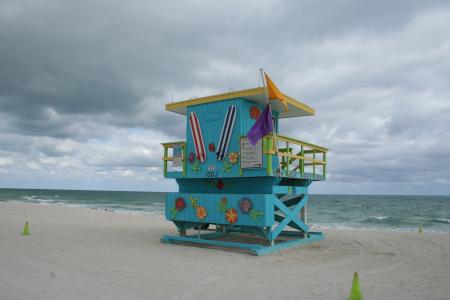 海滩, 椅子, 海湾手表, 迈阿密海滩, 佛罗里达州, 滨水区, 天际线