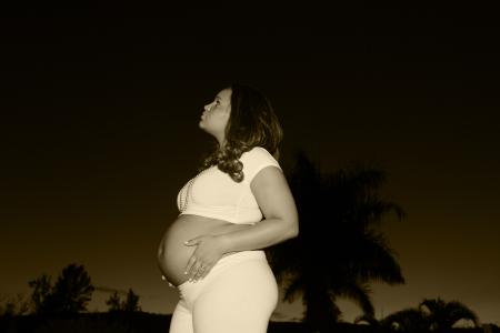 爱, 怀孕的女人, 家庭, 怀孕, 白色连衣裙, 投标, 未来的母亲