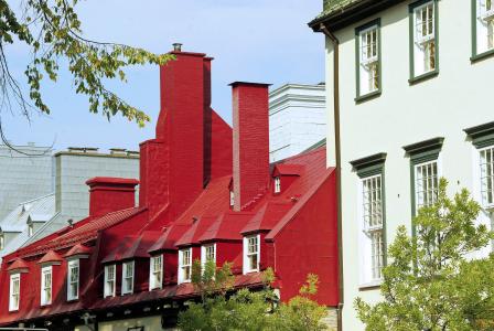 加拿大, 魁北克省, 房屋, 屋顶, 红色, 老魁北克, 旧城