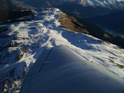 雪, 跑道, 翼, 飞机, 冬天, 山, 欧洲阿尔卑斯山