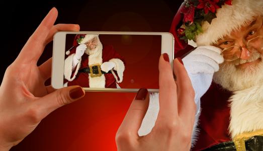 圣诞节, 圣诞老人, 尼古拉斯, 手, 保持, 智能手机, iphone