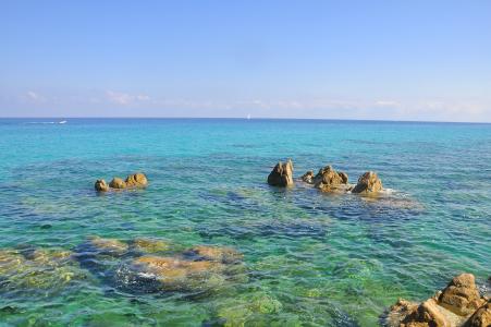 海, 岩石, 夏季, 卡拉布里亚, 海滩, 自然, 海岸线
