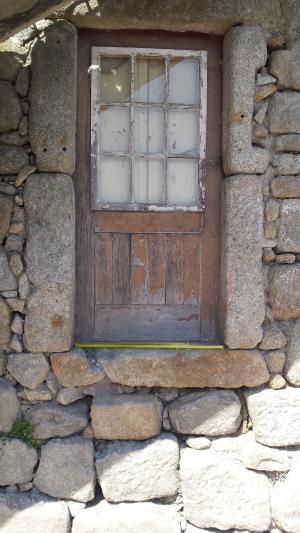 门, 石头, 老石头, 旧门, 墙上, 门木